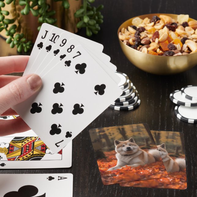 Akita i Höst löv Fall Inspired Casinokort (På plats)