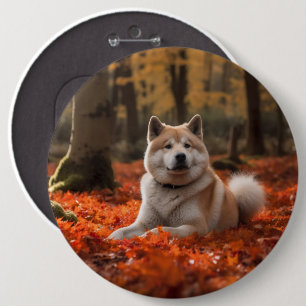 Akita i Höst löv Fall Inspired Knapp