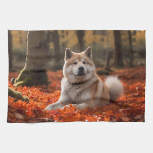 Akita i Höst löv Fall Inspired Kökshandduk