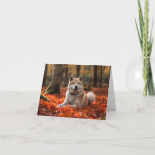 Akita i Höst löv Fall Inspired Kort