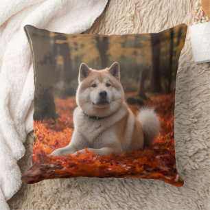 Akita i Höst löv Fall Inspired Kudde