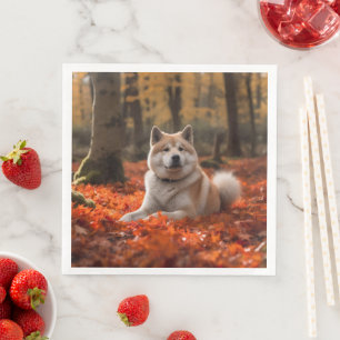 Akita i Höst löv Fall Inspired Pappersservett