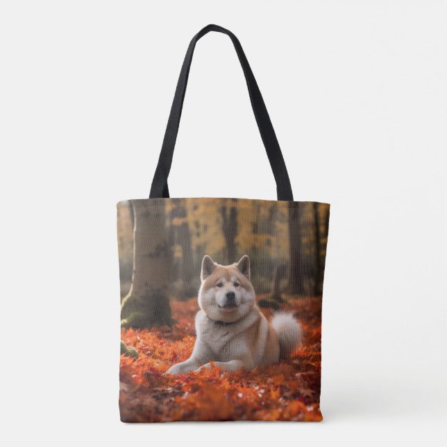 Akita i Höst löv Fall Inspired Tygkasse (Baksida)
