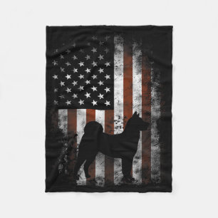 Akita Inu American Flagga Patriotic 4:e juli Fleecefilt