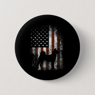 Akita Inu American Flagga Patriotic 4:e juli Knapp
