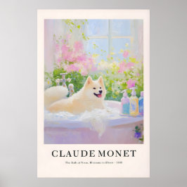 Akita Inu Badrum Konsttryck Monet Stil Hundälskare Poster