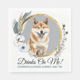 Akita Inu Bröllop Napkins with Hundar Photo Pappersservett