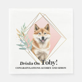 Akita Inu Bröllop Napkins with Hundar Photo Pappersservett