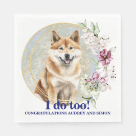 Akita Inu Bröllop Napkins with Hundar Photo Pappersservett