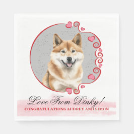 Akita Inu Bröllop Napkins with Hundar Photo Pappersservett