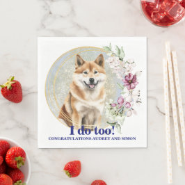 Akita Inu Bröllopsservetter Med Hund Foto Pappersservett
