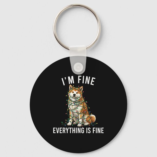 Akita Inu Christmas I'm Fine Everything Is Fine  Nyckelring (Framsida)