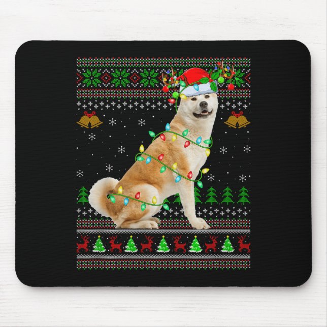 Akita Inu Dog Ugly Christmas Sweaters Holiday Sant Musmatta (Framsidan)