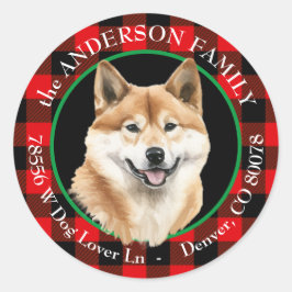 Akita Inu Hund Buffalo Play Returadress Runt Klistermärke