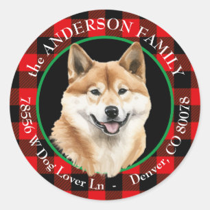 Akita Inu Hund Buffalo Play Returadress Runt Klistermärke