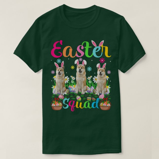 Akita Inu Hund Bunny Ear Påsk Squad Akita Inu Hap T Shirt (Design framsida)