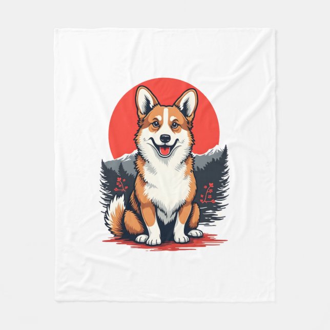 Akita Inu Hund Fleecefilt (Framsidan)