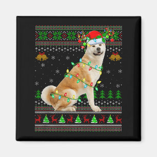 Akita Inu Hund Fula Jultröjor Holiday Sant Magnet