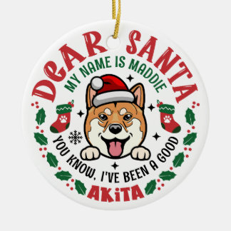 Akita Inu Hund Santa Personlig Julgran Julgransprydnad Keramik