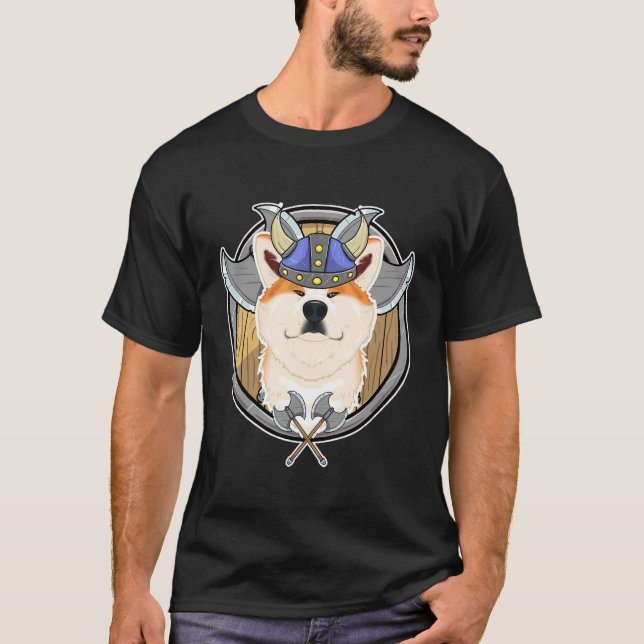 Akita Inu I Valhalla I Viking T Shirt (Framsida)