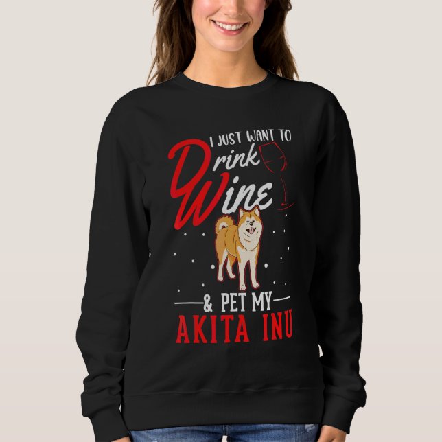 Akita Inu Och Vin T Shirt (Framsida)