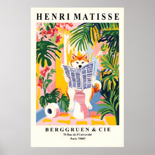 Akita Inu På Toalett Konsttryck Rolig Badrum in Poster