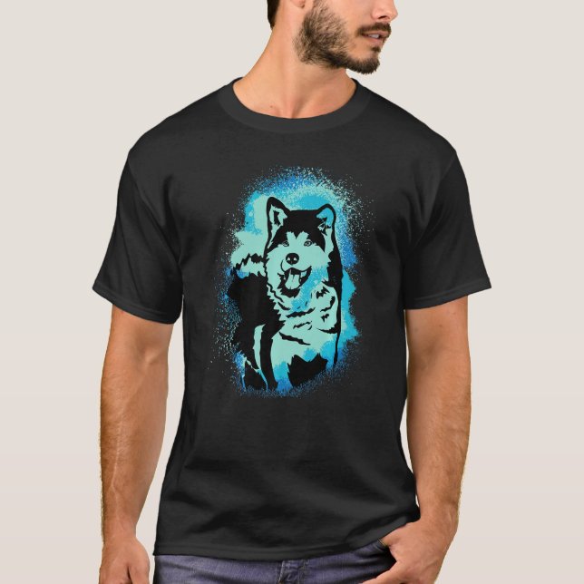 Akita Inu Paint Blue Design Dog Mom Dad Premium T Shirt (Framsida)