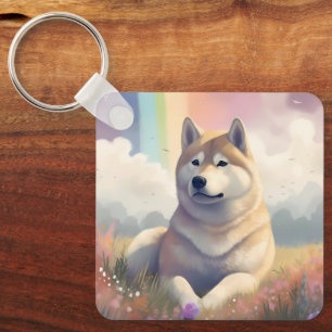 Akita Inu Rainbow Bridge Memorial Anpassningsbar Nyckelring