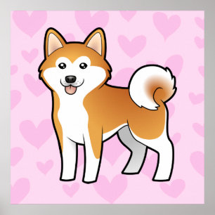 Akita Inu/Shiba Inu kärlek Poster