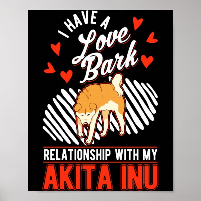 Akita Inu Valentines Day Japanese Akita  Poster (Framsidan)