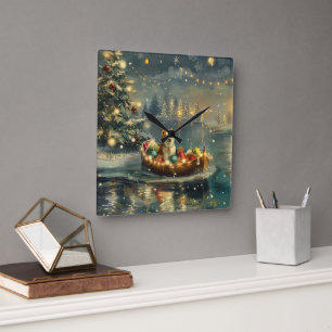 Akita jul Festive Voyage Fyrkantig Klocka