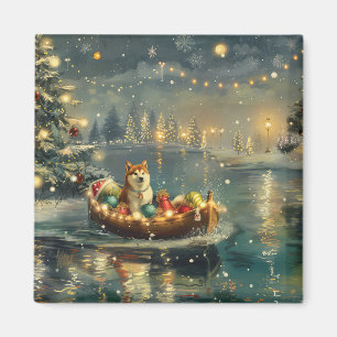 Akita jul Festive Voyage Magnet