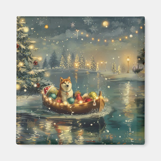 Akita jul Festive Voyage Magnet (Framsidan)