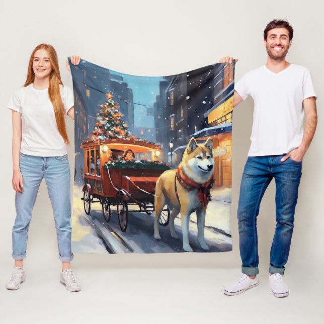 Akita jul-festsäsong fleecefilt (På plats)