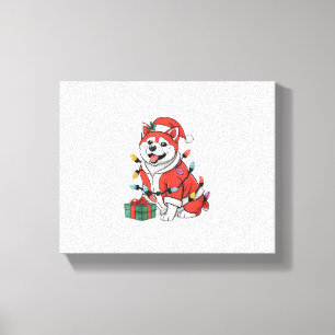 Akita Julafton Lighting Santa Akita Hund jul Canvastryck