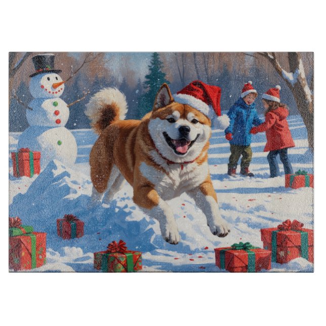 Akita julfestlig snöscen  (Framsidan)