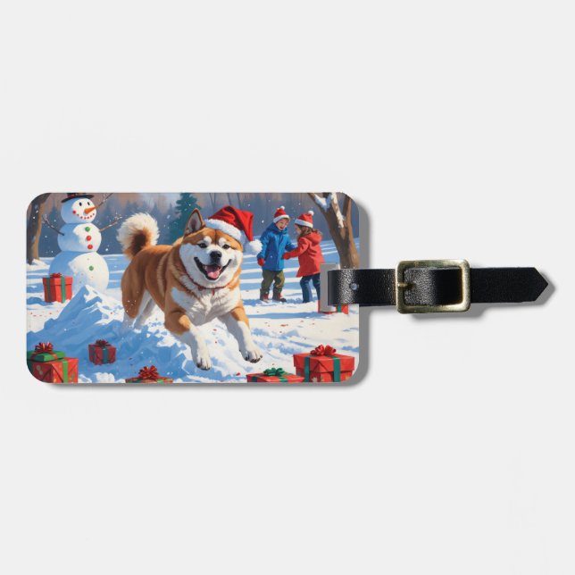 Akita julfestlig snöscen  bagagebricka (Horisontell Framsida)
