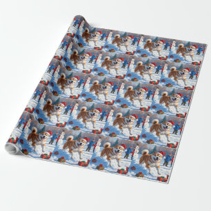 Akita julfestlig snöscen presentpapper