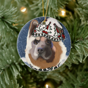 Akita     julgransprydnad keramik