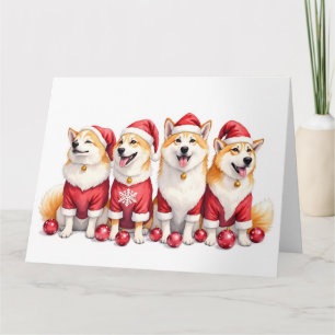 Akita julklänning Santa hatt Kort