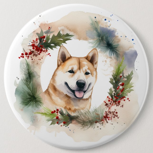 Akita Julkrans Festiva Hundvalp Knapp (Framsida)