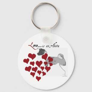 Akita kärlek Keychain Nyckelring