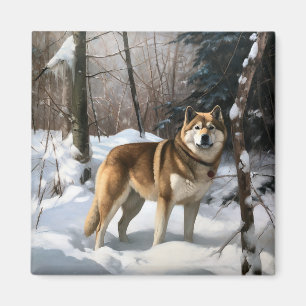 Akita Låt det snöa jul Magnet