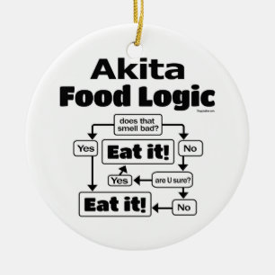 Akita matlogik julgransprydnad keramik