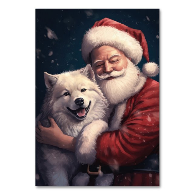 Akita med Jultomten julafton Bordsnummer (Framsidan)