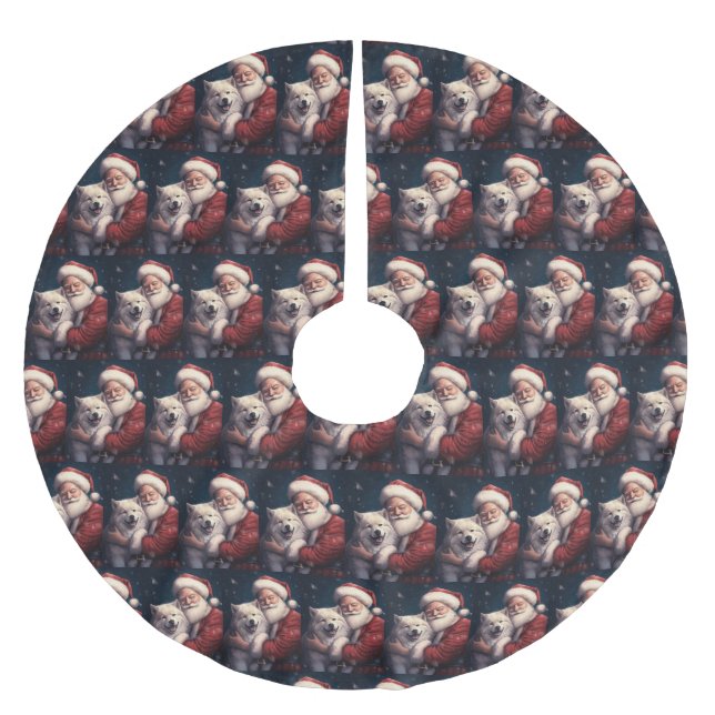 Akita med Jultomten julafton Julgransmatta Borstad Polyester (Framsidan)