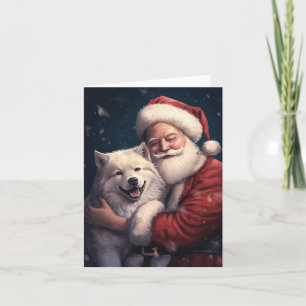 Akita med Jultomten julafton Kort