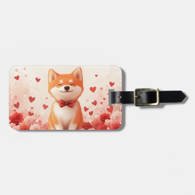 Akita med rosor - Alla hjärtans dag  Bagagebricka (Horisontell Framsida)