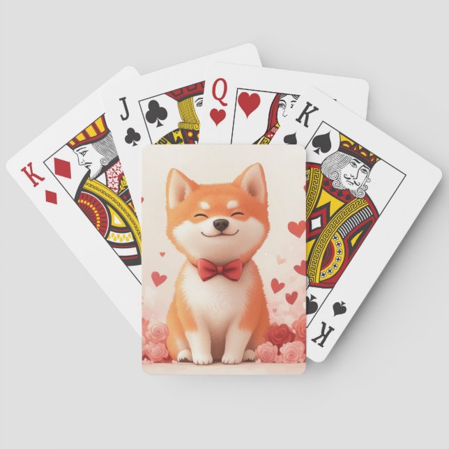 Akita med rosor - Alla hjärtans dag  Casinokort (Baksidan)