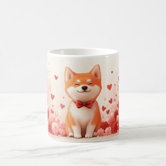 Akita med rosor - Alla hjärtans dag  Kaffemugg (Center)